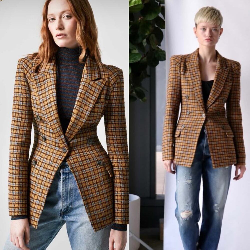 Smythe Plaid Blazer Not A Pagoda Tweed Plaid Single Button Jacket Size 0